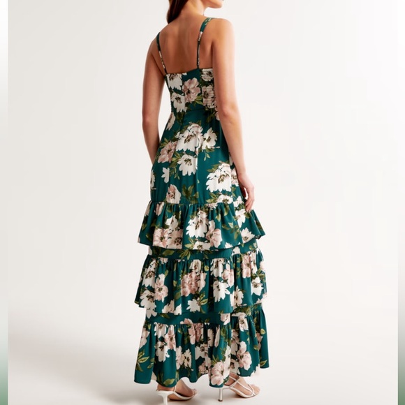 Abercrombie Drama Ruffle Tiered Maxi Dress - Green Floral - Picture 4 of 10